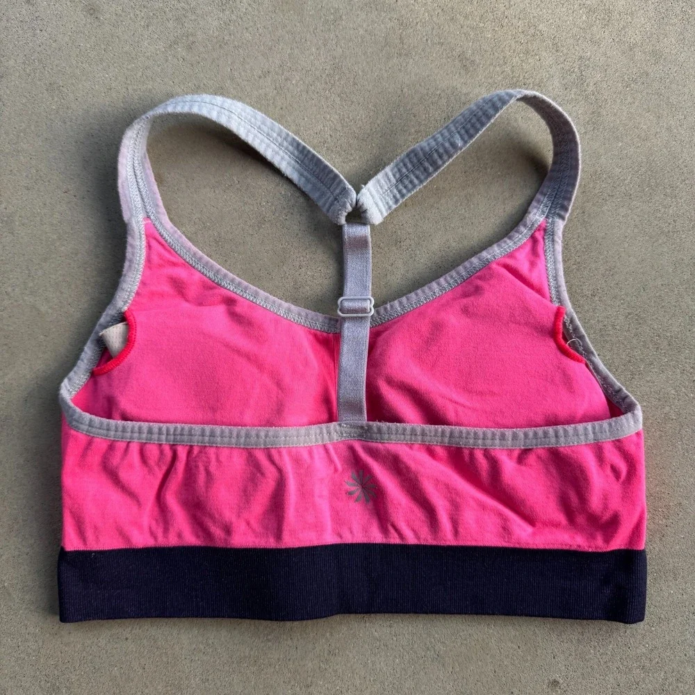 Athleta Sports Bra Womens XS Pink Y‎ Strap Seamless Pullover Athletic Workout